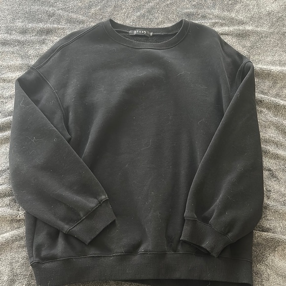 Black Crewneck Sweatshirt with Ribbed Details - Picture 1 of 1